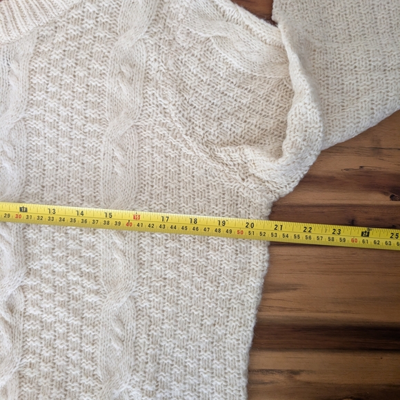 Preppy Y2K Style Vila Women's Cream Sweater Cable Knit - Picture 7 of 9